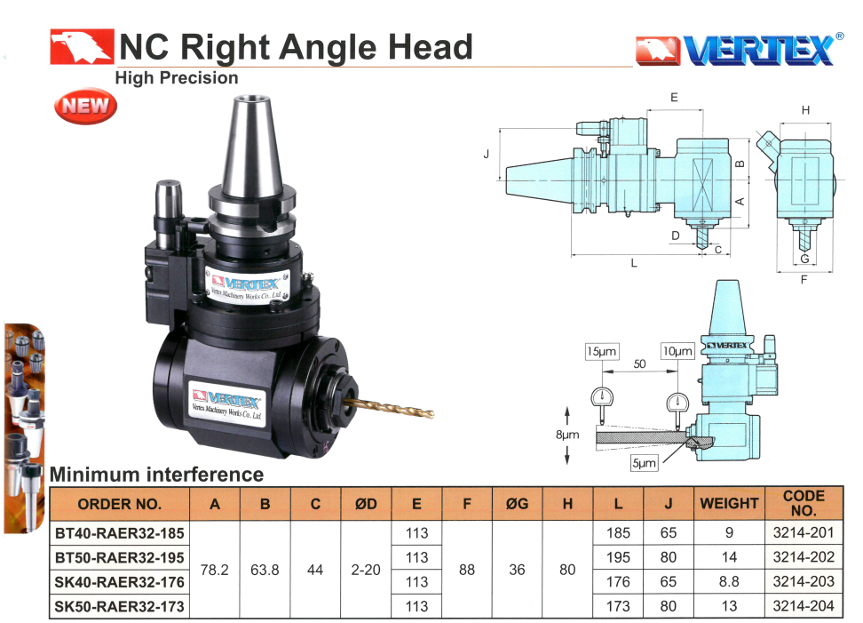Đầu Phay Vuông Góc BT50-RAER32-195 Vertex NC Right Angle Head chính hãng phân phối COCQ Đầu Phay Vuông Góc BT50-RAER32-195 Vertex NC Right Angle Head chính hãng phân phối COCQ
